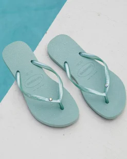 Flip Flops*Havaianas Slim Crystal Thongs Clay