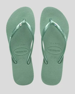 Flip Flops*Havaianas Slim Crystal Thongs Clay