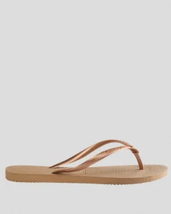 Flip Flops*Havaianas Slim Crystal Thongs Rose Gold
