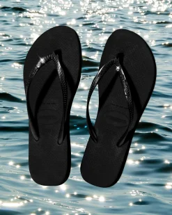 Flip Flops*Havaianas Slim Crystal Thongs Black