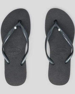 Flip Flops*Havaianas Slim Crystal Thongs Black