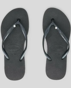 Flip Flops*Havaianas Slim Crystal Thongs Black