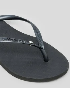 Flip Flops*Havaianas Slim Crystal Thongs Black