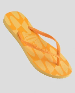 Flip Flops*Havaianas Slim Distorted Wave Thongs Orange