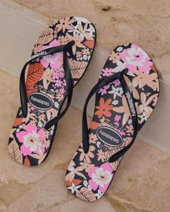 Flip Flops*Havaianas Slim Ditsy Bloom Thongs Black