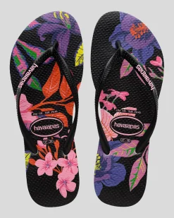 Flip Flops*Havaianas Slim Floral Colours Thongs Black
