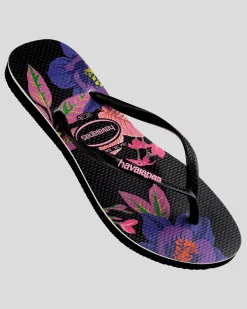 Flip Flops*Havaianas Slim Floral Colours Thongs Black