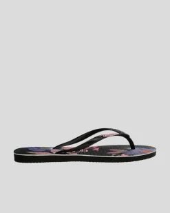 Flip Flops*Havaianas Slim Floral Colours Thongs Black