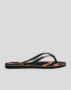 Flip Flops*Havaianas Slim Flow Thongs Black/pink