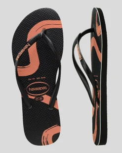 Flip Flops*Havaianas Slim Flow Thongs Black/pink