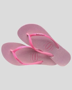 Flip Flops*Havaianas Slim Glitter Iridescent Thongs Pink Lemonade
