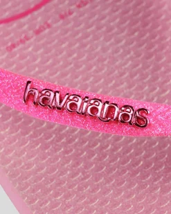 Flip Flops*Havaianas Slim Glitter Iridescent Thongs Pink Lemonade