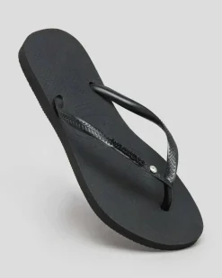 Sale Slim Metal Logo Crystal Thongs Women Flip Flops