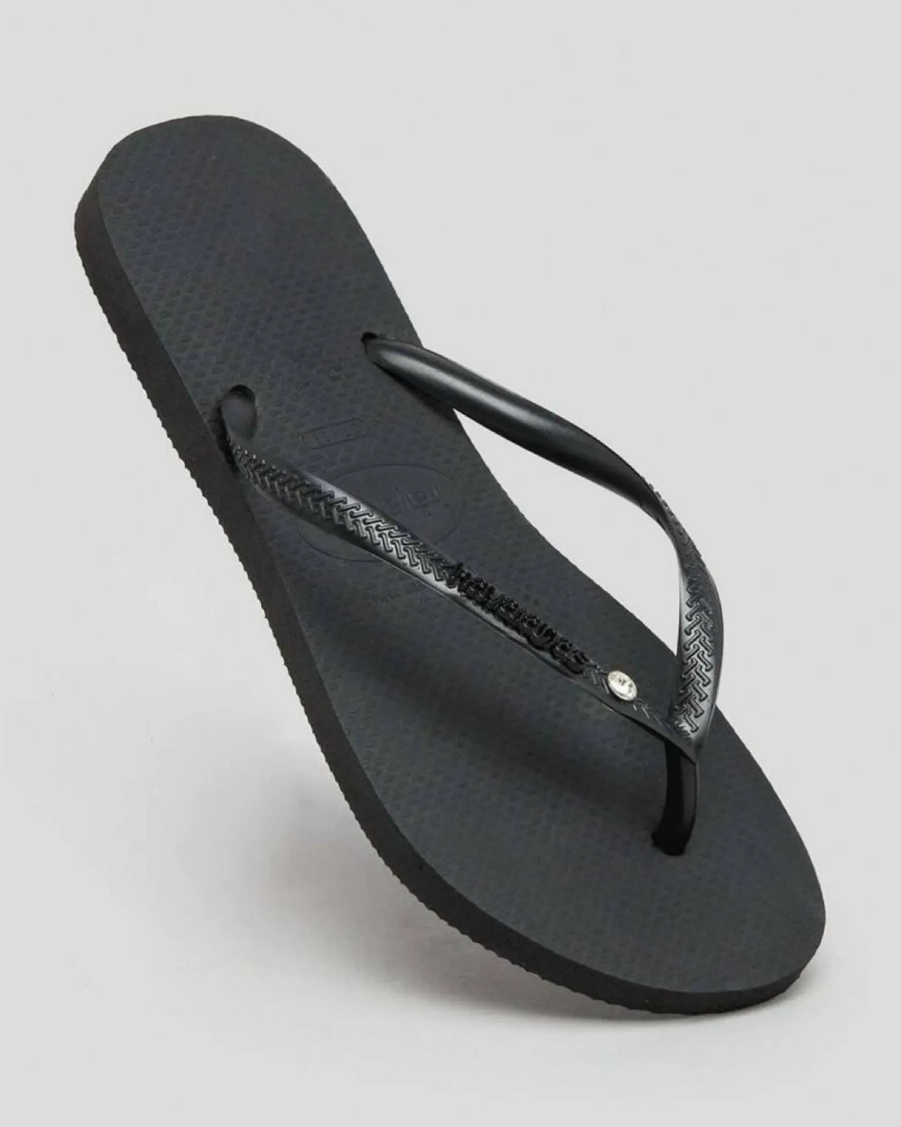 Sale Slim Metal Logo Crystal Thongs Women Flip Flops