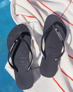 Best Slim Metal Logo Crystal Thongs Women Flip Flops