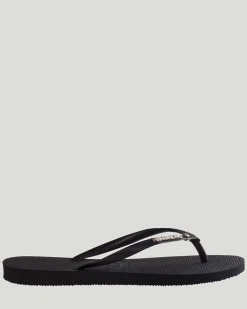 Best Slim Metal Logo Crystal Thongs Women Flip Flops