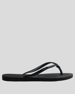 Flip Flops*Havaianas Slim Metal Logo Glitter II Thongs Black/dark Grey