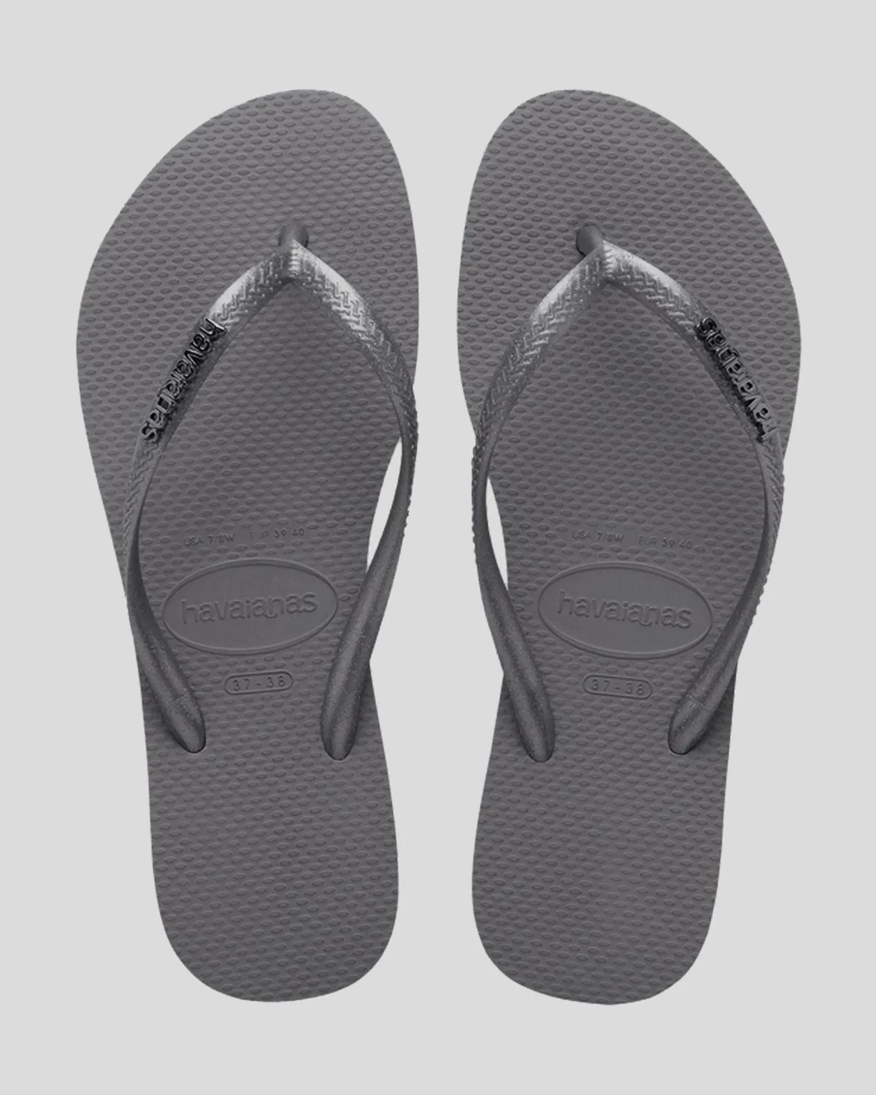 Flip Flops*Havaianas Slim Metal Logo Thongs Grey/silver