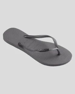 Flip Flops*Havaianas Slim Metal Logo Thongs Grey/silver