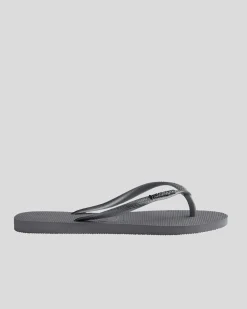 Flip Flops*Havaianas Slim Metal Logo Thongs Grey/silver