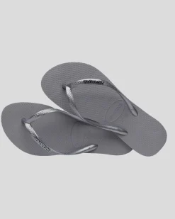 Flip Flops*Havaianas Slim Metal Logo Thongs Grey/silver