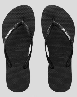 Flip Flops*Havaianas Slim Metal Thongs Black / Silver