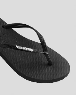 Flip Flops*Havaianas Slim Metal Thongs Black / Silver