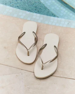 Flip Flops*Havaianas Slim Metallic Thongs Beige