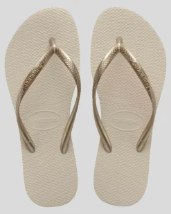 Flip Flops*Havaianas Slim Metallic Thongs Beige