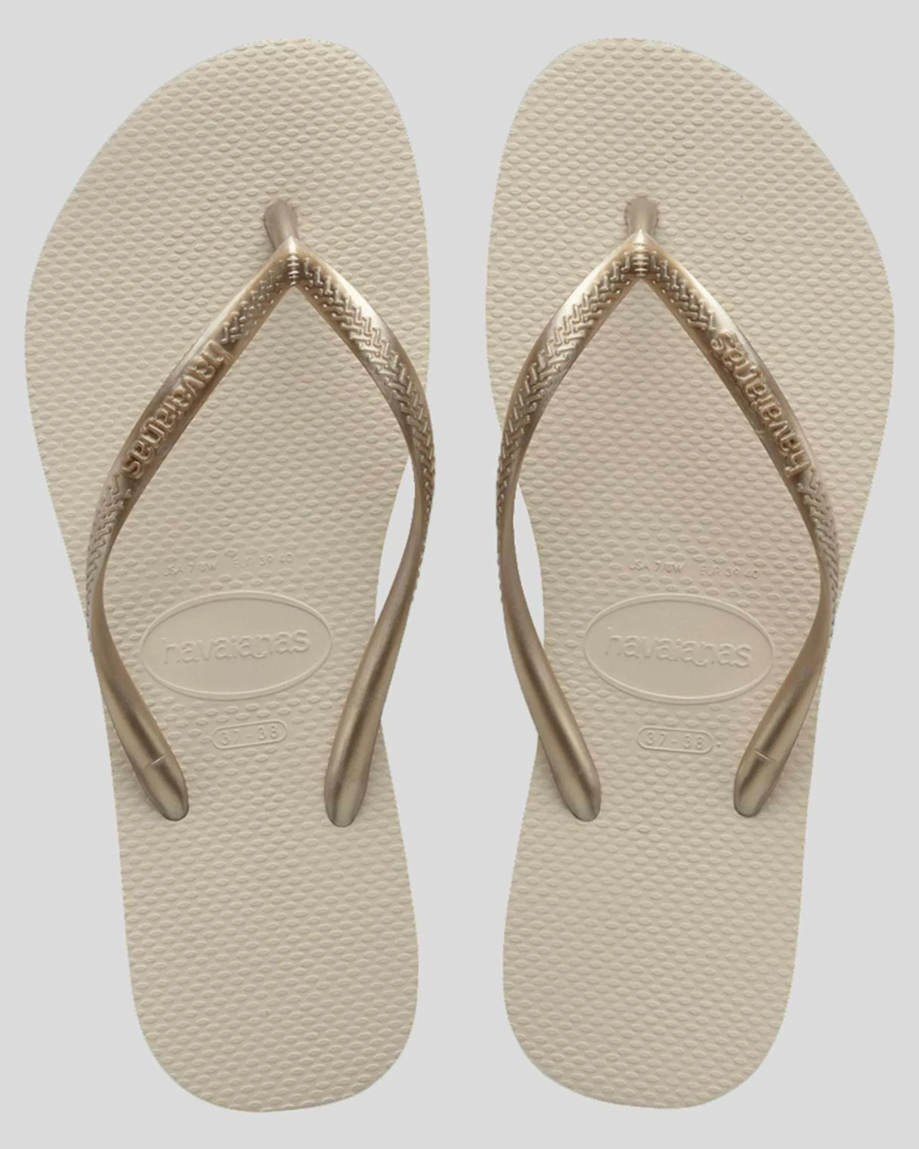 Flip Flops*Havaianas Slim Metallic Thongs Beige