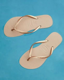 Flip Flops*Havaianas Slim Metallic Thongs Golden
