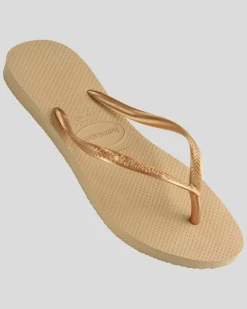 Flip Flops*Havaianas Slim Metallic Thongs Golden