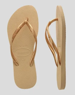 Flip Flops*Havaianas Slim Metallic Thongs Golden
