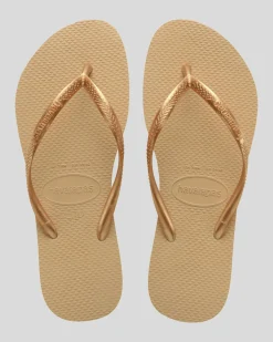 Flip Flops*Havaianas Slim Metallic Thongs Golden
