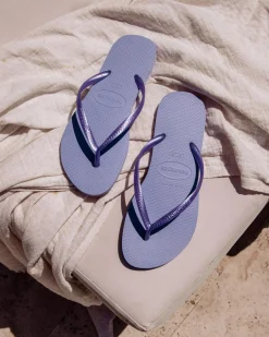 Flip Flops*Havaianas Slim Metallic Thongs Lilac Breeze