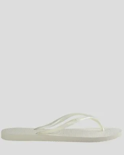 Flip Flops*Havaianas Slim Metallic Thongs White