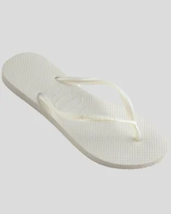 Flip Flops*Havaianas Slim Metallic Thongs White