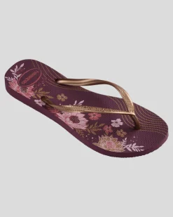 Flip Flops*Havaianas Slim Organic Thongs Purple Soil