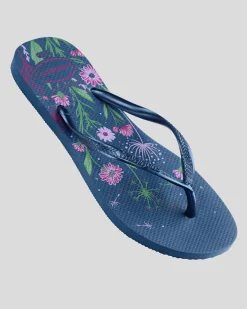 Flip Flops*Havaianas Slim Organic Thongs Comfy Blue
