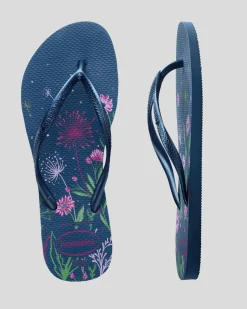 Flip Flops*Havaianas Slim Organic Thongs Comfy Blue