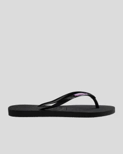 Flip Flops*Havaianas Slim Rubber Logo Thongs Black/purple Beta