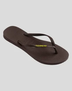 Flip Flops*Havaianas Slim Rubber Logo Thongs Brown