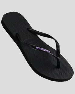 Hot Slim Rubber Logo Thongs Women Flip Flops