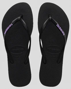 Hot Slim Rubber Logo Thongs Women Flip Flops