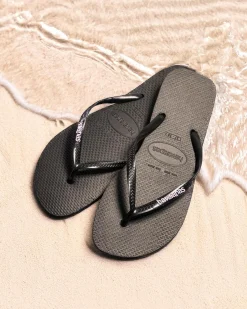 Hot Slim Rubber Logo Thongs Women Flip Flops