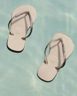 Flip Flops*Havaianas Slim Sparkle Thongs Sand Grey