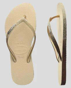 Flip Flops*Havaianas Slim Sparkle Thongs Sand Grey