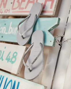 Flip Flops*Havaianas Slim Sparkle Thongs Ice Grey