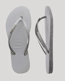 Flip Flops*Havaianas Slim Sparkle Thongs Ice Grey