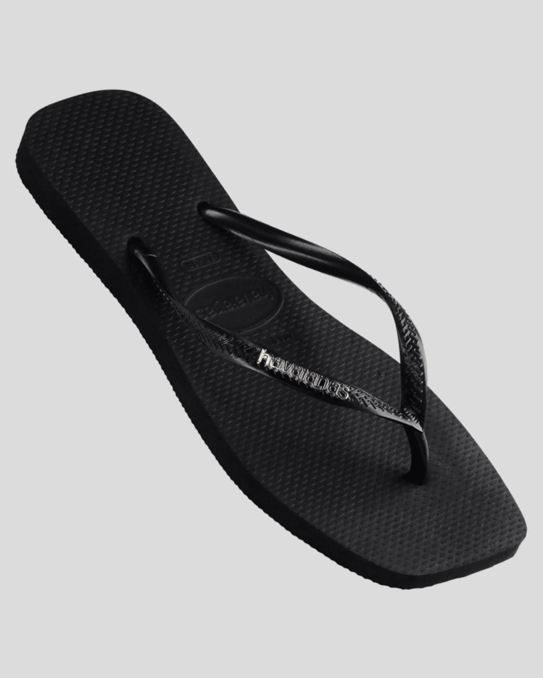 Slim Square Metal Logo Thongs Women Flip Flops